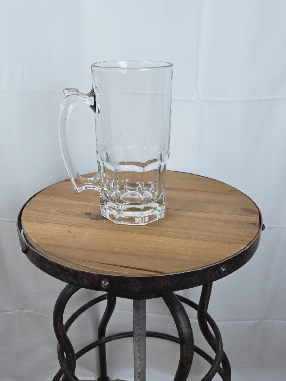 Beer Stein..2.84 lbs..8" Tall...Clear Glass Beer Mug with Handle..36oz.